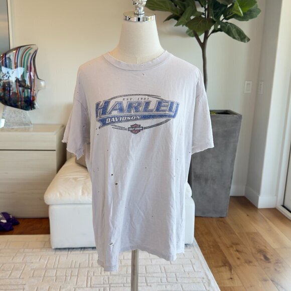 Vintage Harley Davidson Distressed Graphic White Size XL - Picture 2 of 9